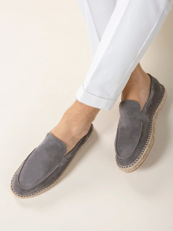 Grey Suede Selene Beachside Espadrille Loafers with White Soles - AW24