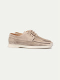 Light Grey Suede Cenia Derby Shoes with White Sole