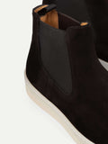 Black Suede Caleros Chelsea Boots with White Sole