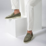 PIstacho Green Suede Athena Yatch Loafers with White Soles - AW24