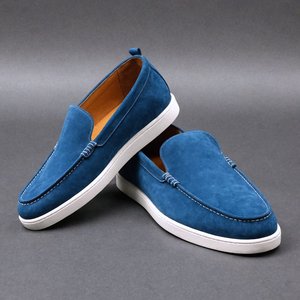 Blue Suede Leather Magnus Slip On Sneakers