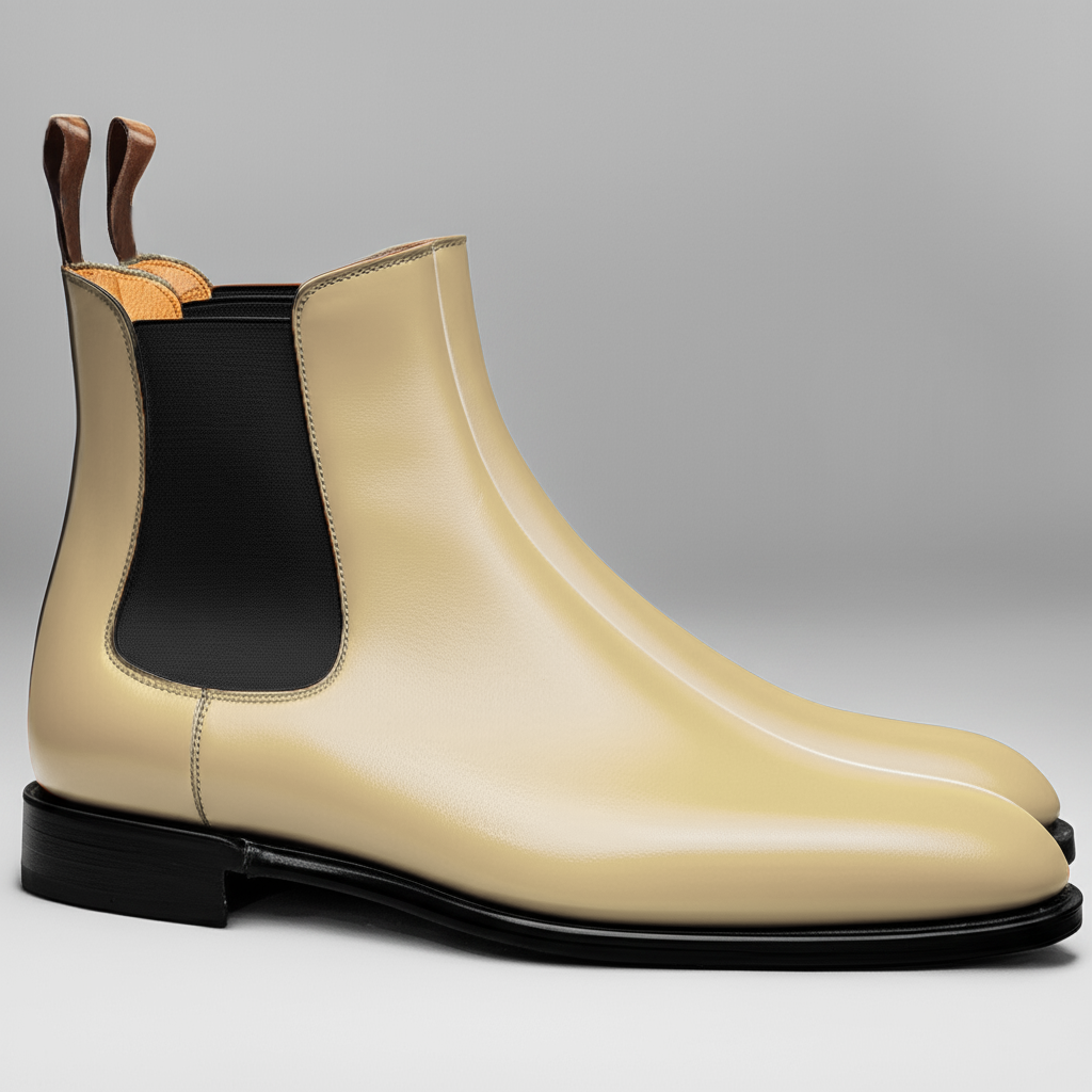 Cream Leather Celso Chelsea Boot