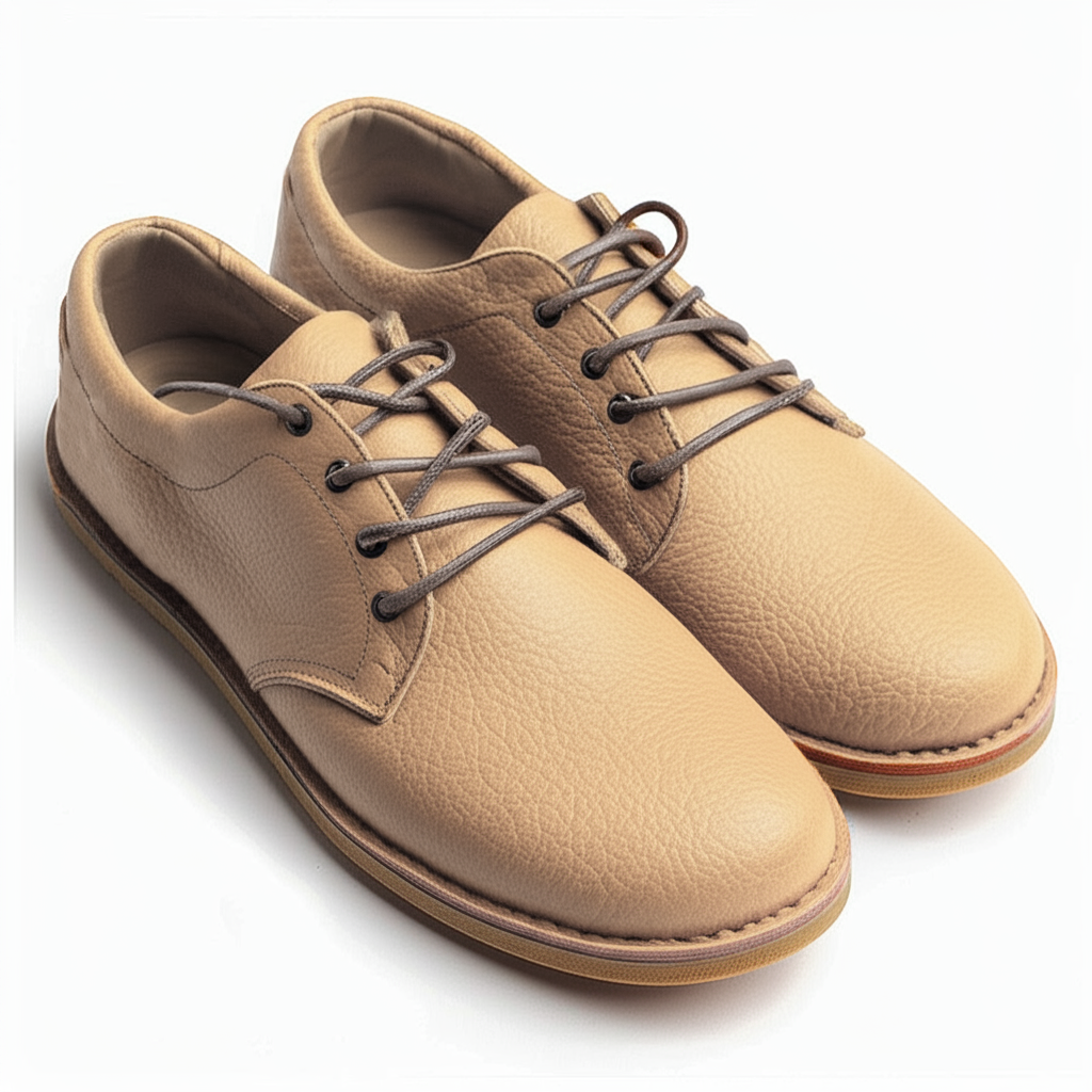 Cream Milled Leather Divino Barefoot Sneakers
