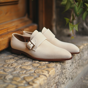 Beige Suede Secondo Monk Straps