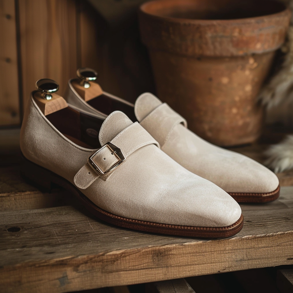 Beige Suede Silvestro Monk Straps