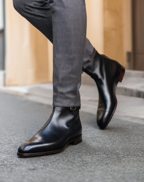 Black Leather Amarante Slip On Jodhpur Boots