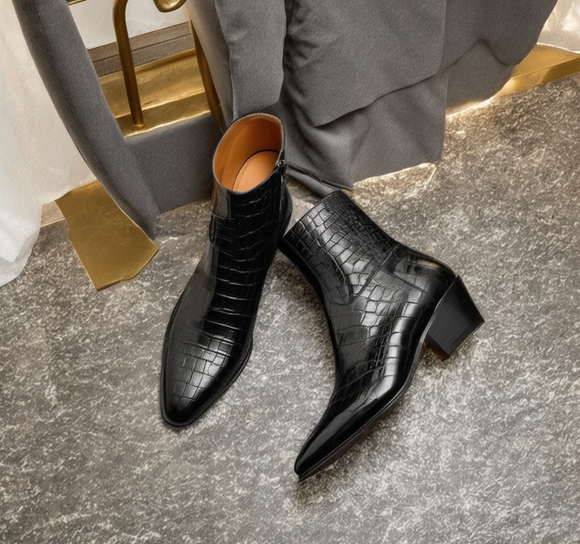 Croc print booties shop