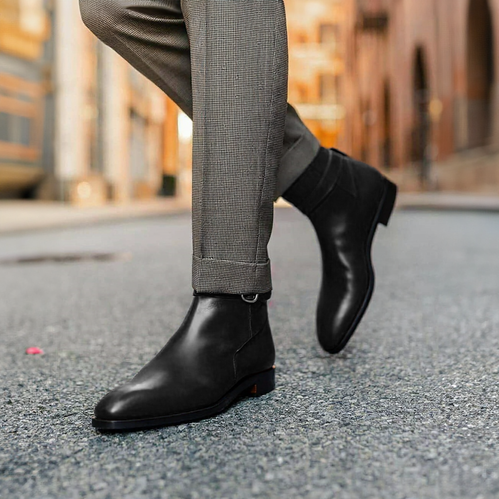 Black Leather Amarante Slip On Jodhpur Boots