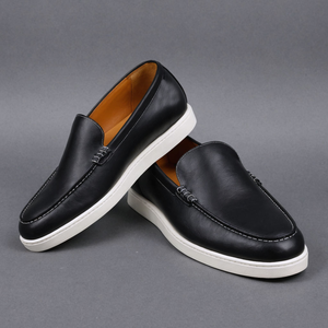 Black Leather Magnus Slip On Sneakers