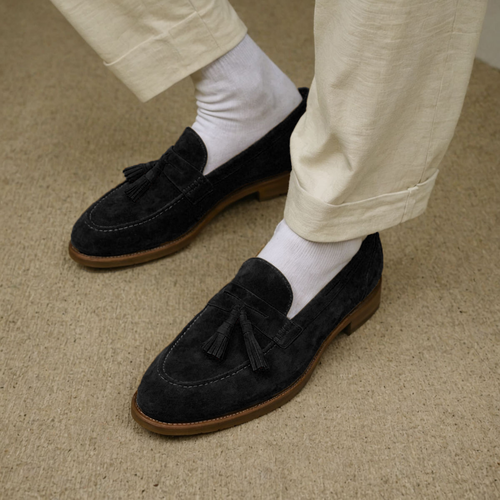 Black Suede Belize Chunky Tassel Loafers - With Track Soles - AW24