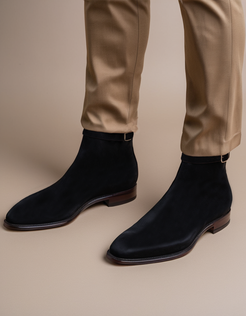 Black Leather Cracio Slip On Jodhpur Boots