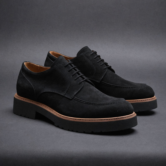 Black Suede Leather Orion Chunky Derby Shoes - SS23