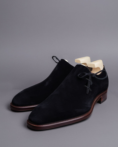 Black Suede Leather Camria Whole Cut Oxfords - Formal Shoes