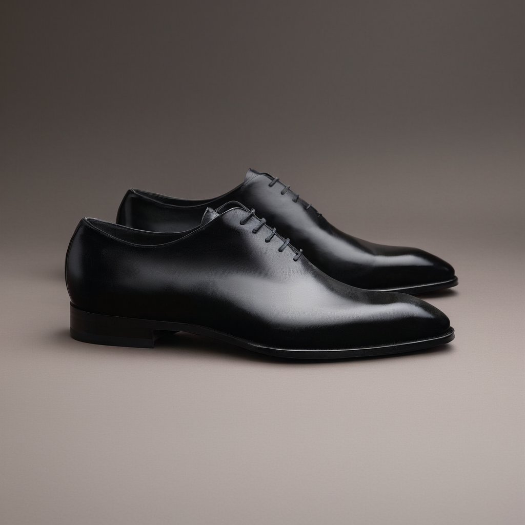 Black Leather Nandes Pointed Oxford Shoes