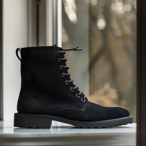 Black Nubuck Leather Carlo Combat Boot