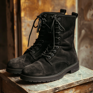 Black Nubuck Leather Clodoveo Combat Boot