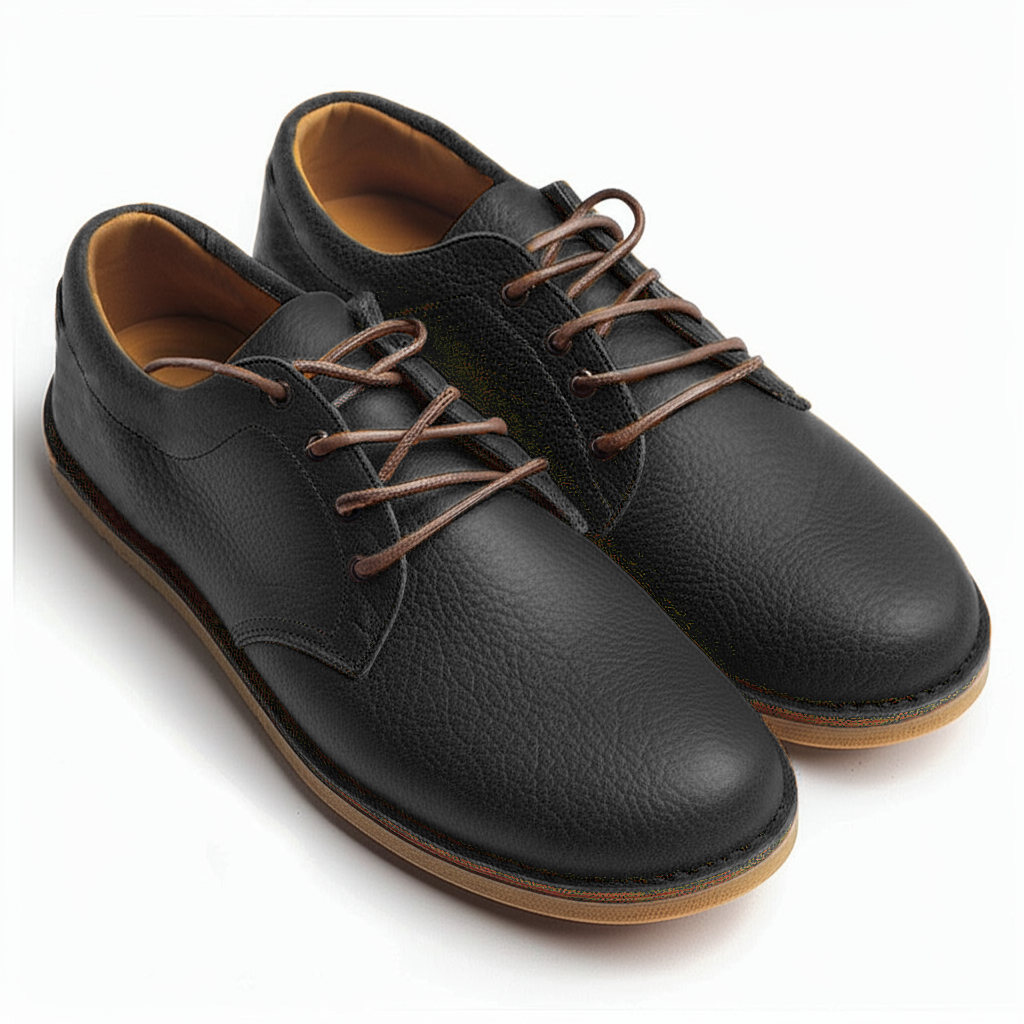 Black Milled Leather Divino Barefoot Sneakers