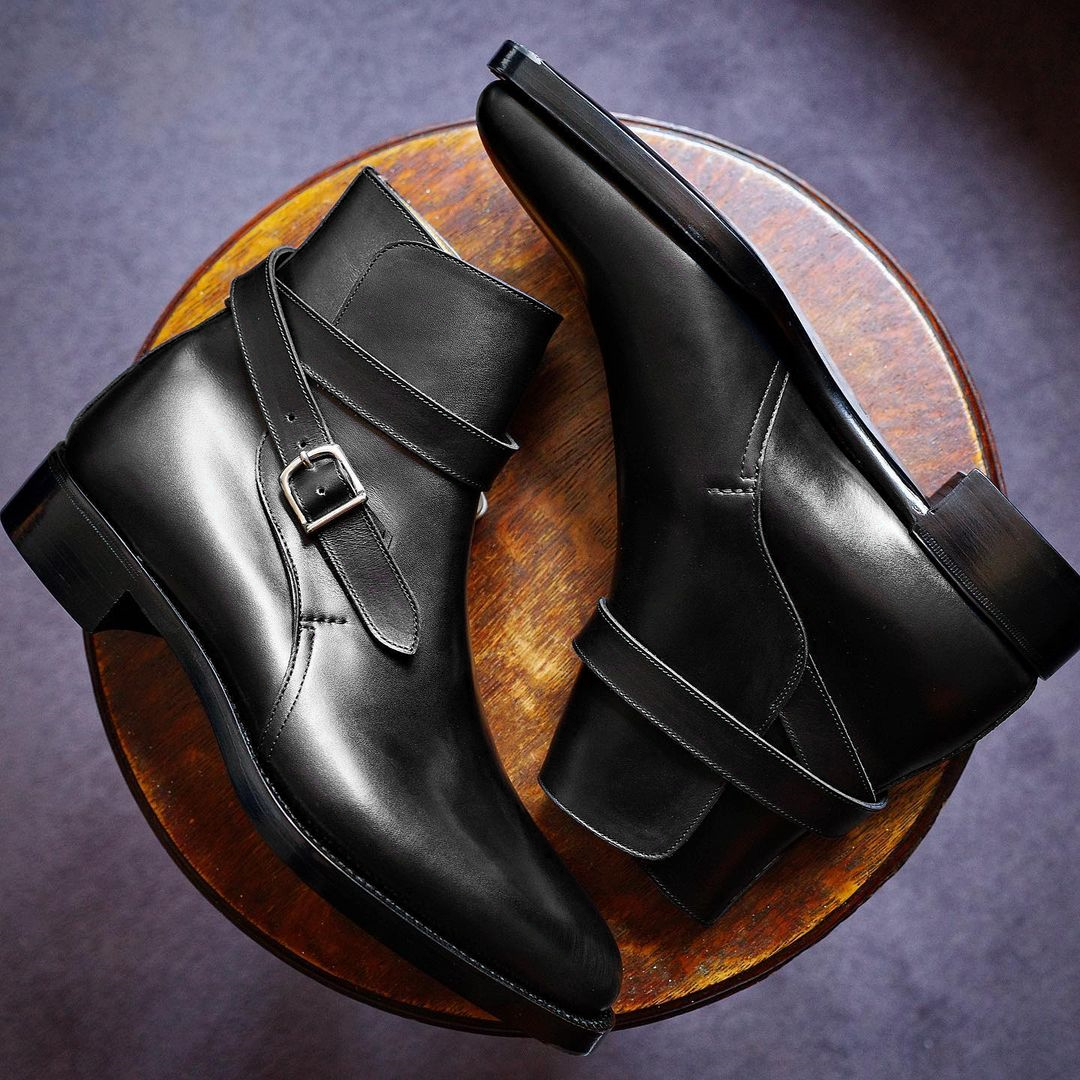 Black Leather Valladolid Slip On Jodhpur Boots