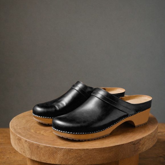 Black Leather Celeste Calm Mule Loafers - Summer 2024 Collection