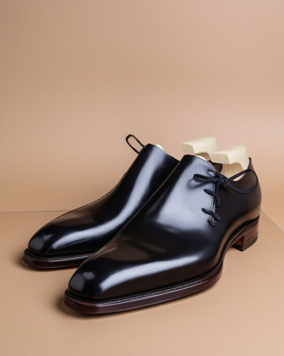 Black Leather Camria Whole Cut Oxfords - Formal Shoes