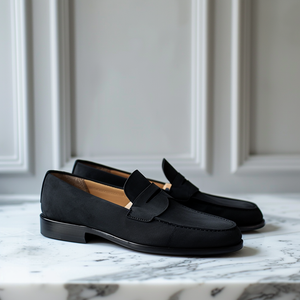 Black Nubuck Leather Fausto Loafer