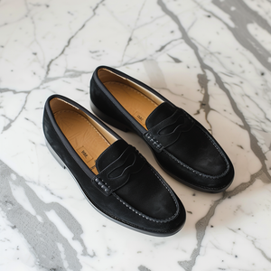 Black Nubuck Leather Emanuele Loafer