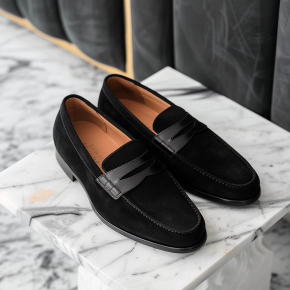 Black Nubuck Leather Enrico Loafer