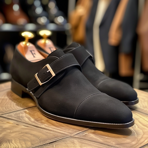 Black Nubuck Leather Marco Monk Straps