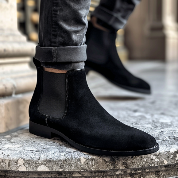 Black Nubuck Leather Albano Chelsea Boot