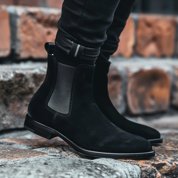 Black Nubuck Leather Abelardo Chelsea Boot