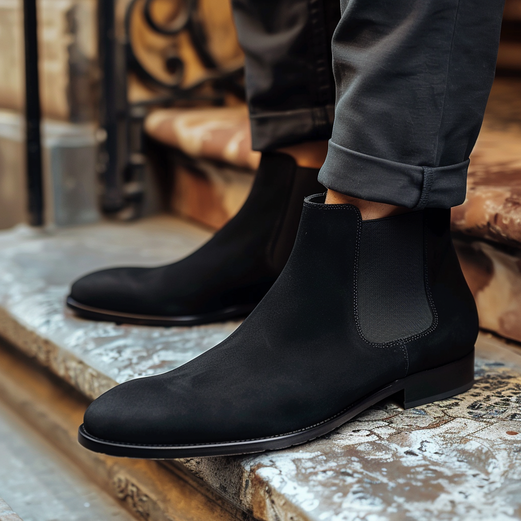 Black Nubuck Leather Adelchi Chelsea Boot