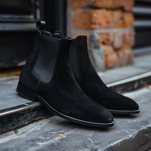 Black Nubuck Leather Adolfo Chelsea Boot