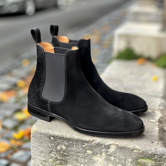 Black Nubuck Leather Adone Chelsea Boot