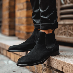 Black Nubuck Leather Agatino Chelsea Boot