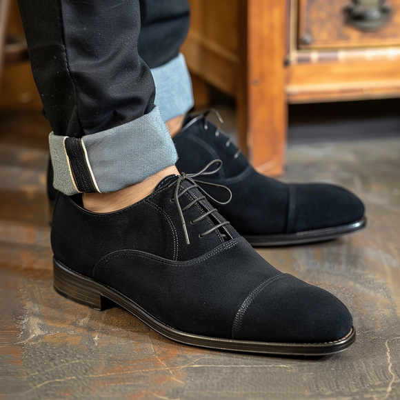 Black Nubuck Leather Tiziano Oxfords