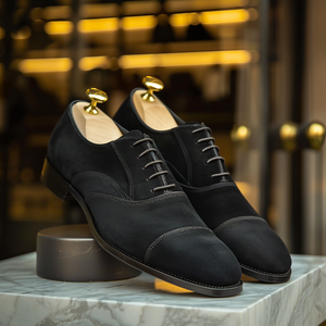 Black Nubuck Leather Amedeo Oxfords