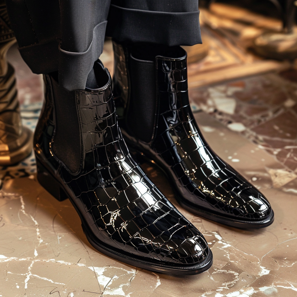 croc print chelsea boots