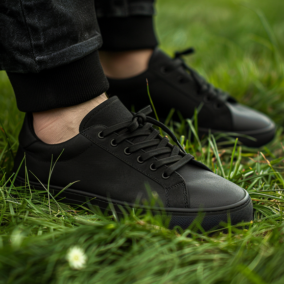 Black Nubuck Leather Eros Sneakers