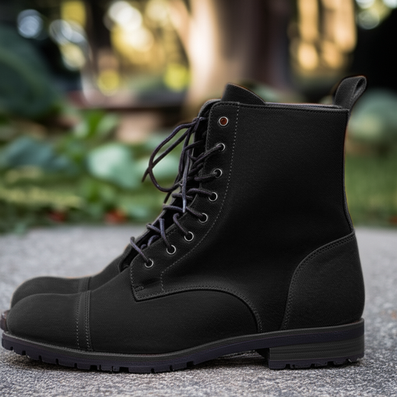 Black Suede Leather Belinda Chunky Hiking Combat Lace Up Zipper Boots