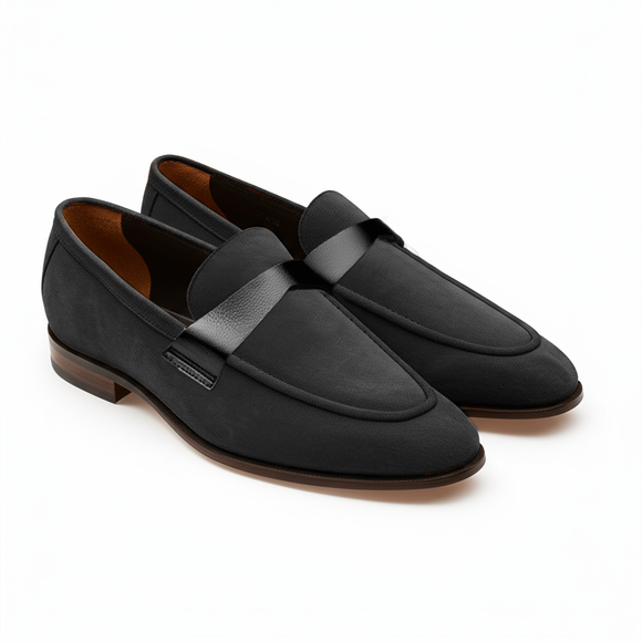 Black Suede Leather Lucian Slip On Unlined Loafers - Comfort First Edition