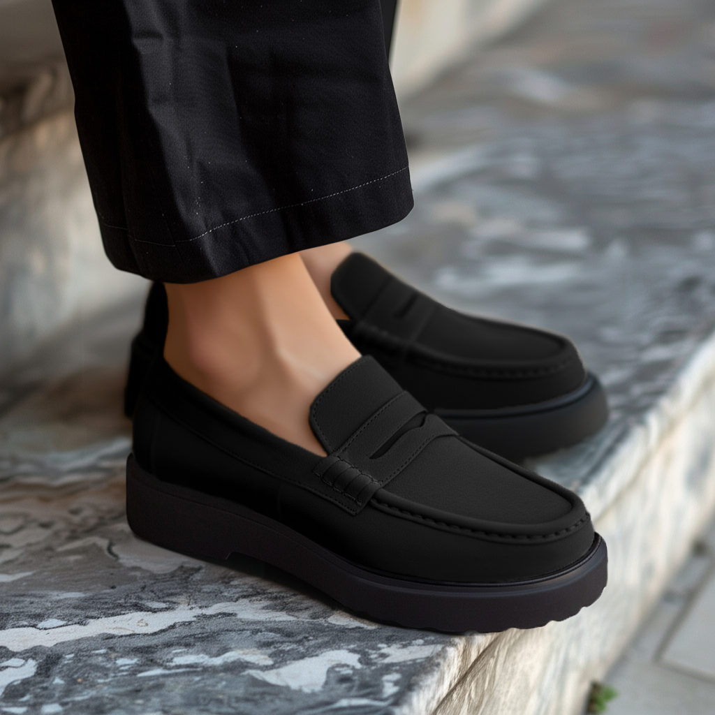 Black Suede Leather Aristide With Thick Sole Loafers