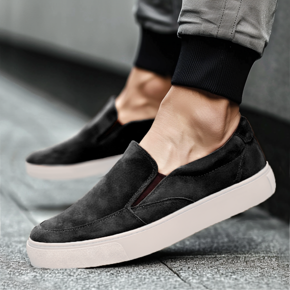 Black Suede Leather Wheat Whisper Slip On Sneakers  - Summer 2024 Collection