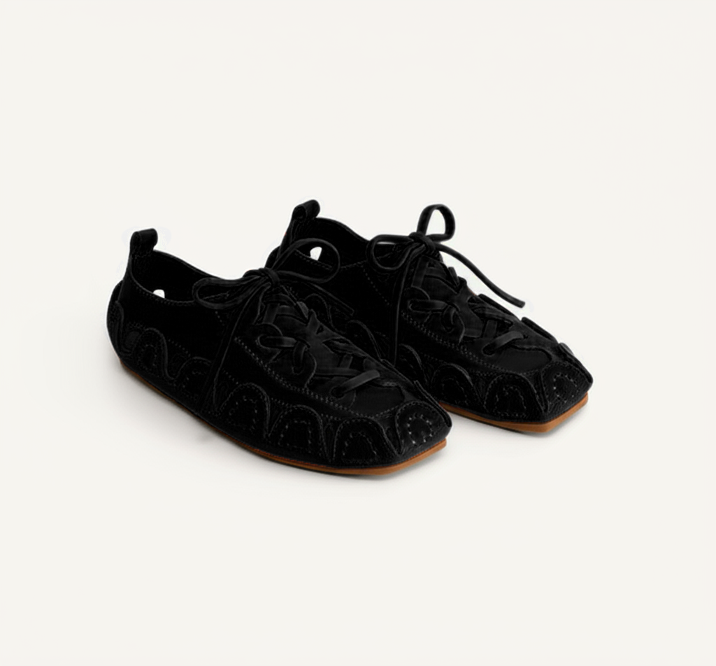 Black Suede Leather Amigo Lace-Up Sneakers