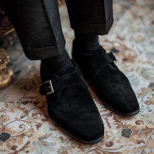 Black Suede Sisto Monk Straps