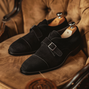 Black Suede Tiberio Monk Straps