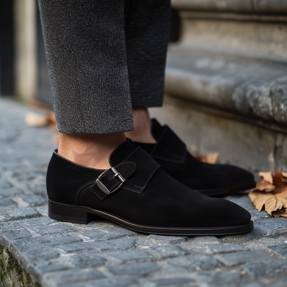 Black Suede Tito Monk Straps