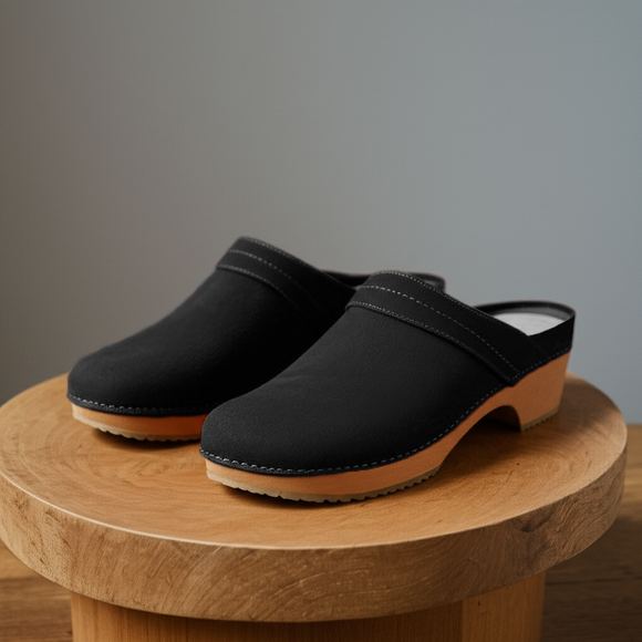 Black Suede Leather Celeste Calm Mule Loafers - Summer 2024 Collection