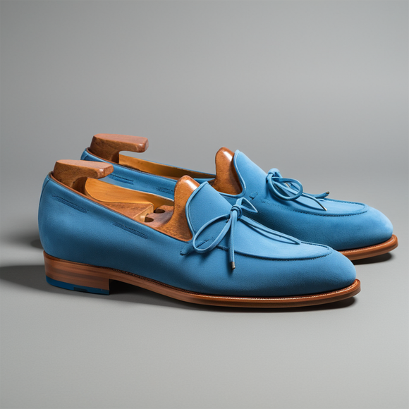 Blue Suede Leather Yukon Loafers