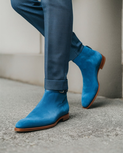 Blue Suede Leather Amarante Slip On Jodhpur Boots