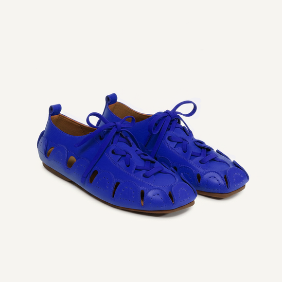 Blue Leather Amigo Lace-Up Sneakers